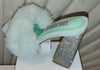 Luxury Bling Rhinestone Chunky Heel Fluffy Fur Sandals Women High Heel Shoes