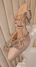 New Lace Up Ankle Strap Pointy Toe Stiletto Sandals Bowtie Rhinestone Ladies Thin High Heel Sandals Dress Shoes