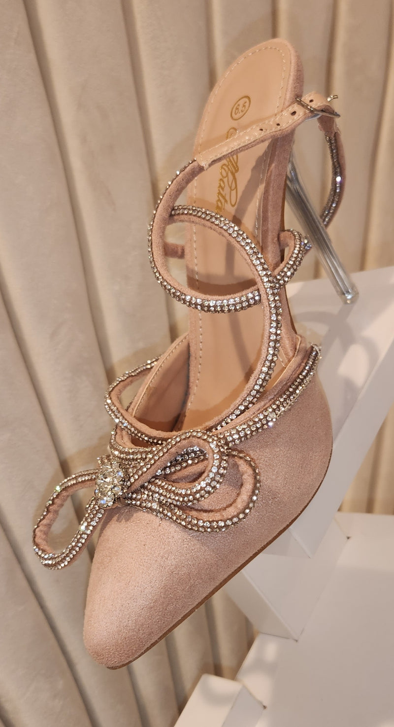 New Lace Up Ankle Strap Pointy Toe Stiletto Sandals Bowtie Rhinestone Ladies Thin High Heel Sandals Dress Shoes