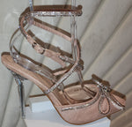 New Lace Up Ankle Strap Pointy Toe Stiletto Sandals Bowtie Rhinestone Ladies Thin High Heel Sandals Dress Shoes