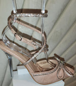 New Lace Up Ankle Strap Pointy Toe Stiletto Sandals Bowtie Rhinestone Ladies Thin High Heel Sandals Dress Shoes