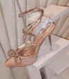 New Lace Up Ankle Strap Pointy Toe Stiletto Sandals Bowtie Rhinestone Ladies Thin High Heel Sandals Dress Shoes