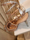 New Lace Up Ankle Strap Pointy Toe Stiletto Sandals Bowtie Rhinestone Ladies Thin High Heel Sandals Dress Shoes