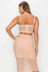 Studded Stone Cami Top & Slit Mini Skirts Set: L
