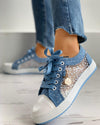 Floral Pattern Embroidery Dot Print Sneakers