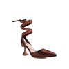 FONDA KITTEN HEEL TIE UP SATIN SANDALS