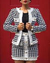 T Design Coat High Waist Skirt Set