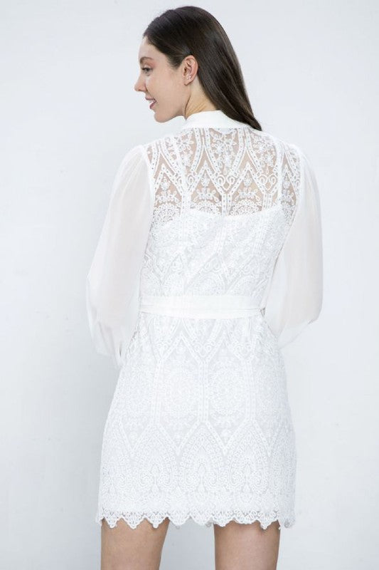 Lace Shirt Mini Dress
