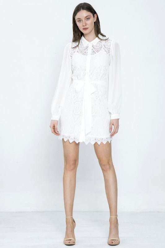 Lace Shirt Mini Dress