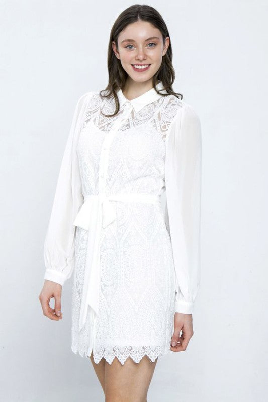Lace Shirt Mini Dress