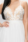 Decorative Lace Slit Off White Maxi Dress