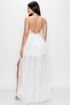 Decorative Lace Slit Off White Maxi Dress