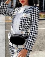 T Design Coat High Waist Skirt Set