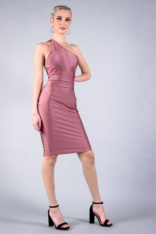 Sexy One Shoulder Back Bow Mini Dress