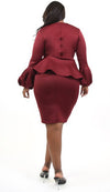 Deep V Neck Ruffle Front Stretch Dress