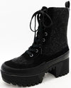 WOMENS RHINESTONE LUG COMBAT BOOTS SOLDIER