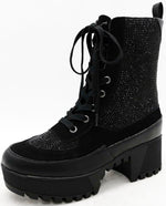 WOMENS RHINESTONE LUG COMBAT BOOTS SOLDIER