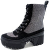 WOMENS RHINESTONE LUG COMBAT BOOTS SOLDIER