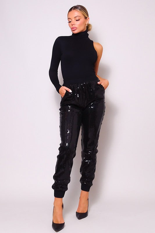 GLAMOROUS HOLIDAY SEQUINS JOGGER PANTS