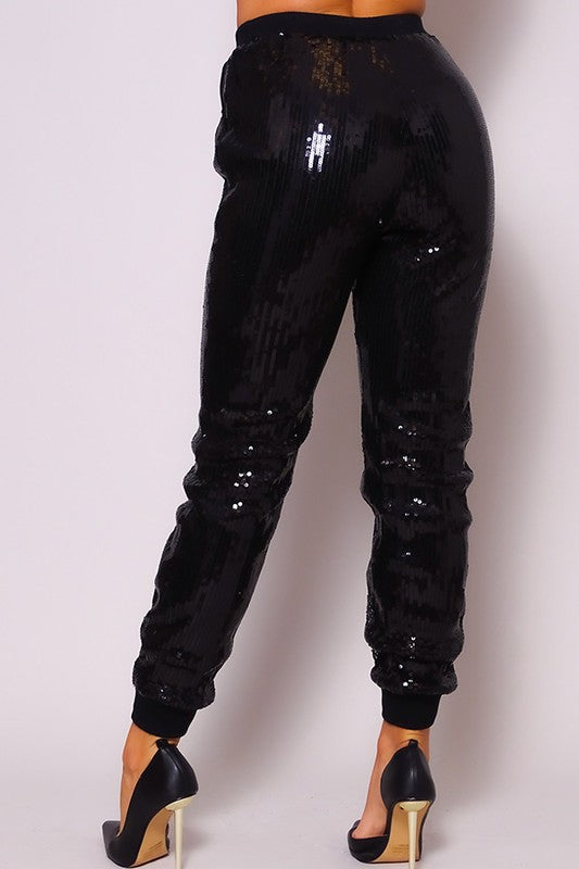GLAMOROUS HOLIDAY SEQUINS JOGGER PANTS