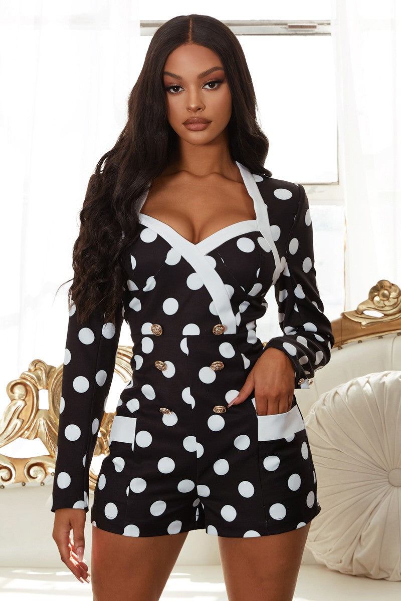 Polka Dot Long Sleeve Romper