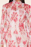 Smudge Print Coral Lace Mini Dress