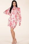 Smudge Print Coral Lace Mini Dress