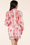 Smudge Print Coral Lace Mini Dress