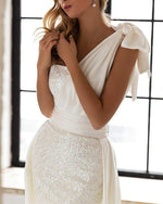Sequin Tube Romper With Knot Shoulder Maxi Dress