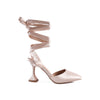 FONDA KITTEN HEEL TIE UP SATIN SANDALS