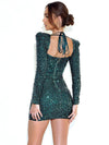 Melina Black Long Sleeve Sequin Dress