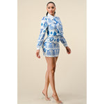 Lace Collar Detail Blouse & Mini Skirt Set