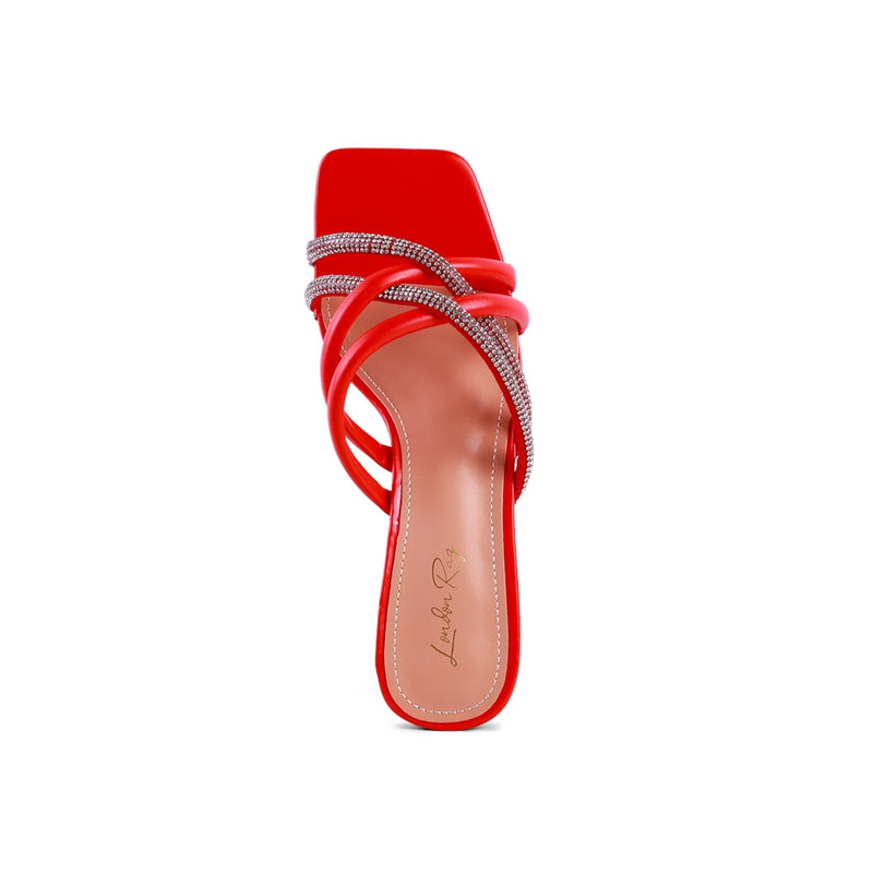 PARISIAN CUT OUT HEEL DIAMANTE SANDALS