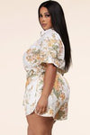 Spring Floral Print Plus Two-Piece Set