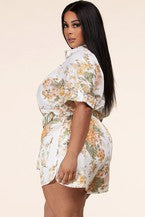 Spring Floral Print Plus Two-Piece Set