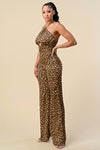 LEOPARD PRT HALTER NECK GOLD CHAIN
