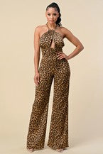 LEOPARD PRT HALTER NECK GOLD CHAIN