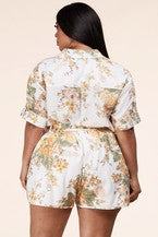 Spring Floral Print Plus Two-Piece Set