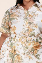 Spring Floral Print Plus Two-Piece Set