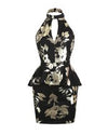 Foil floral print peplum mini dress