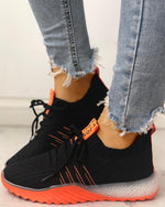 Colorblock Knitted Breathable Lace-Up Sneakers