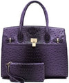 Ostrich Embossed Large Satchel Set