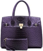 Ostrich Embossed Large Satchel Set