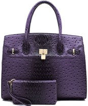 Ostrich Embossed Large Satchel Set