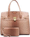 Ostrich Embossed Large Satchel Set