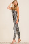 SOLID SEQUIN SKINNY LEG JUMPSUIT