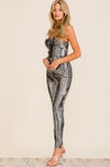 SOLID SEQUIN SKINNY LEG JUMPSUIT
