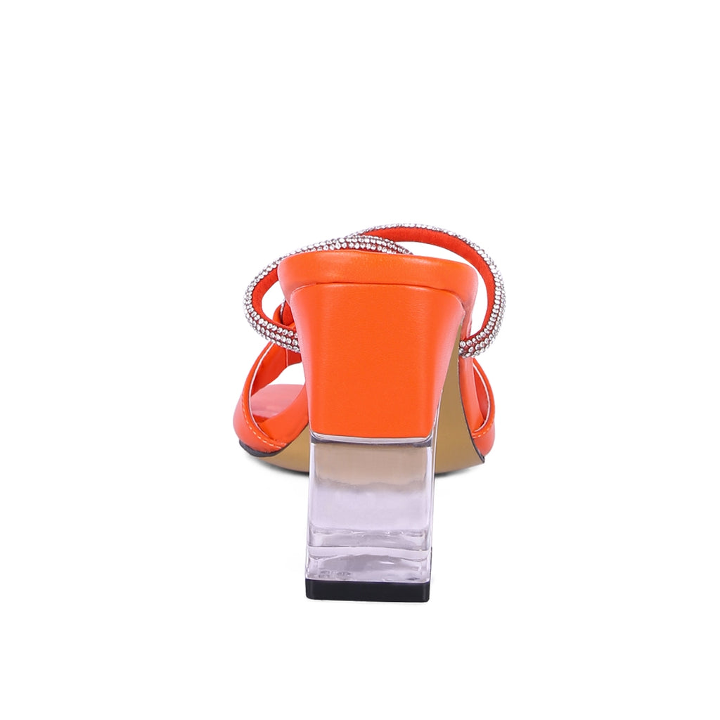 FINEAPPLE CRYSTAL LOOP MID HEEL SANDALS