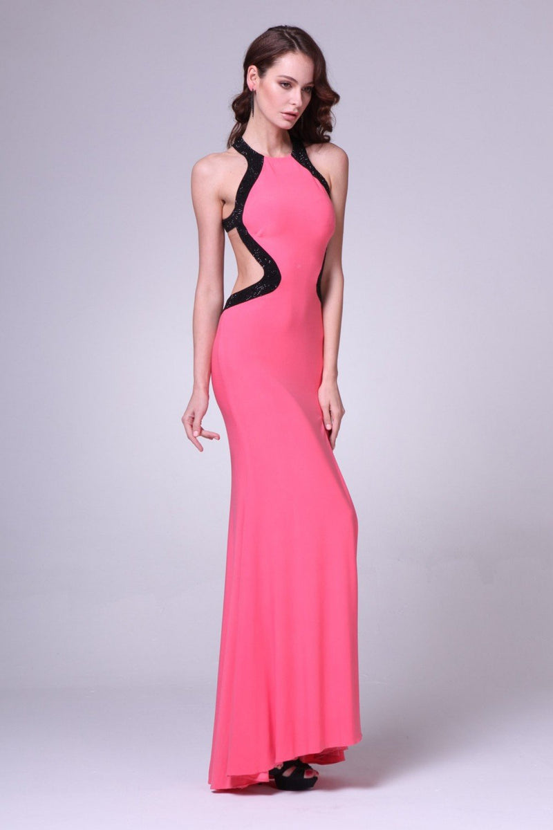 Halter Neck Sheath Shape Long Evening Dress CD8110