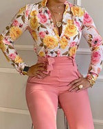Floral-Women-V-Neck-Sets
